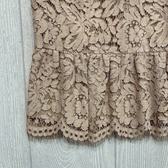 J. Crew Beige Lace Peplum Sleeveless Top 00 NWT - Picture 4 of 6